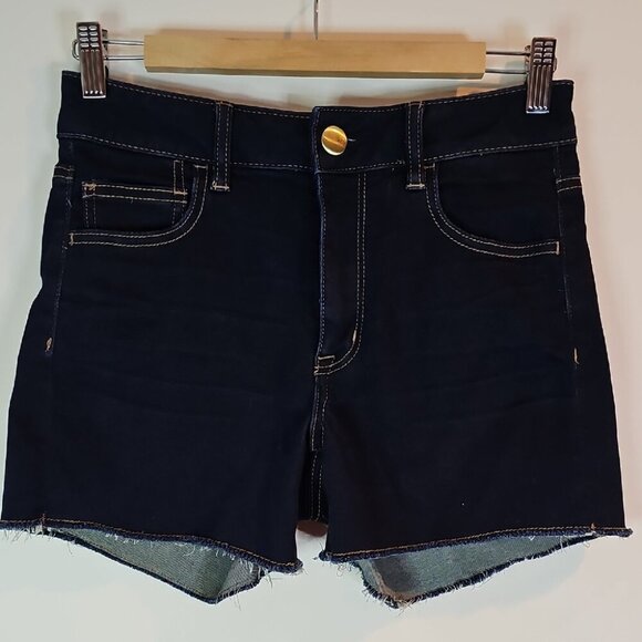 American Eagle Outfitters Size 8 Dark Wash Jean Shorts with Rolled Hems - Picture 1 of 13